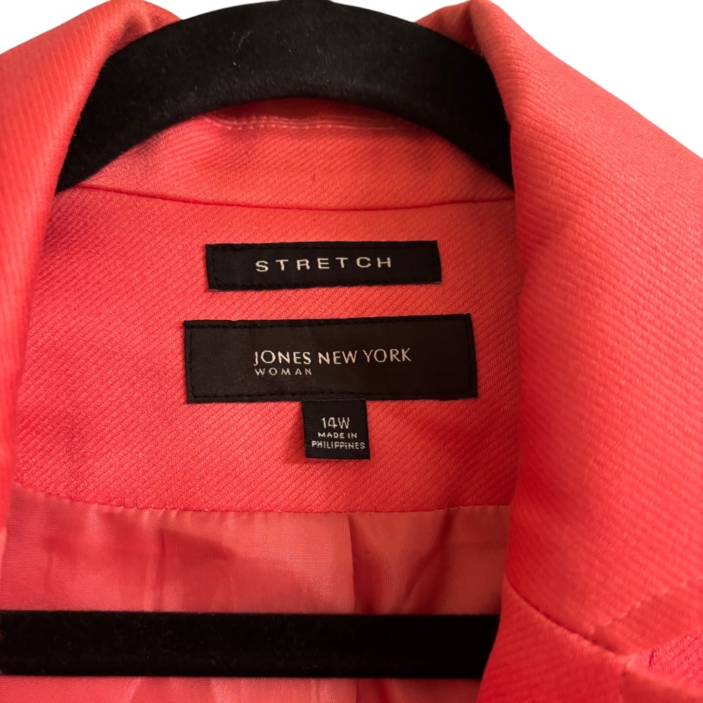 Jones New York Woman Coral Stretch Blazer Jacket 14W -DISCOUNTED DUE TO MARKING - Picture 3 of 7